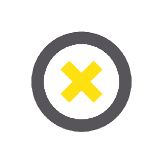 A yellow circle with a black x in it. Description generated by AI