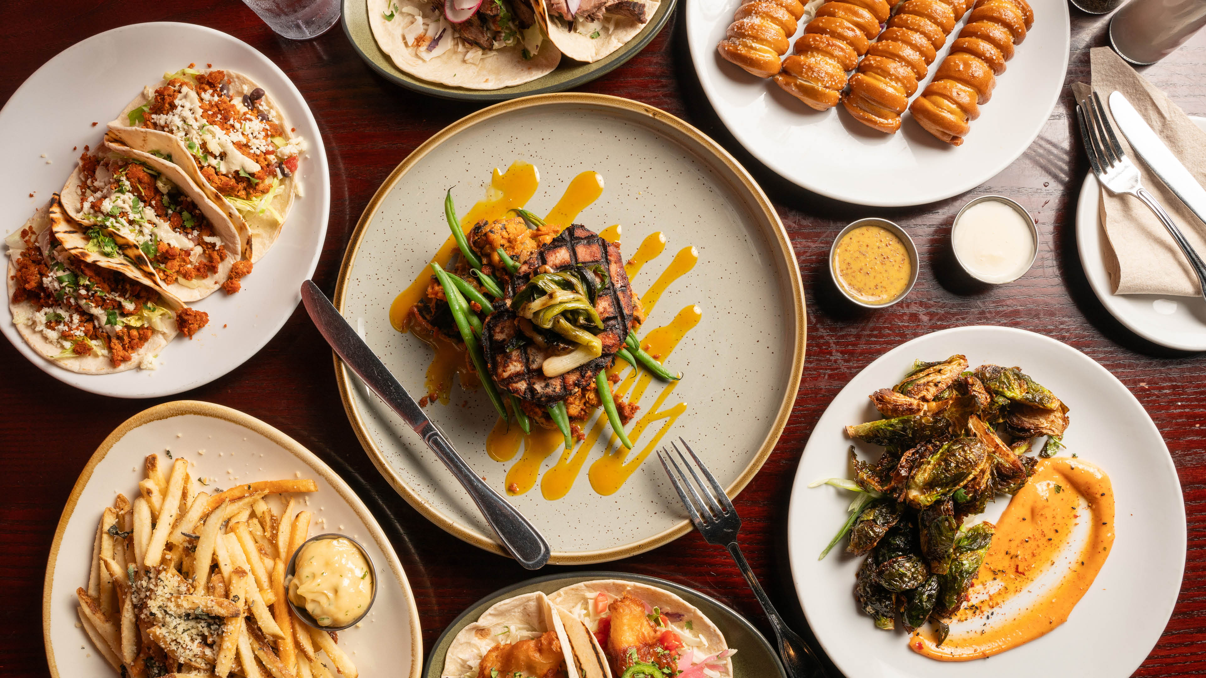 Gastro pub flat lay composition