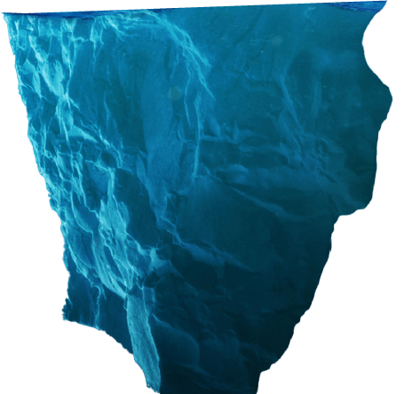 Iceberg With Above And Underwater View Taken In Greenland. Iceberg - Hidden Danger And Global Warming Concept. Iceberg illusion creative idea