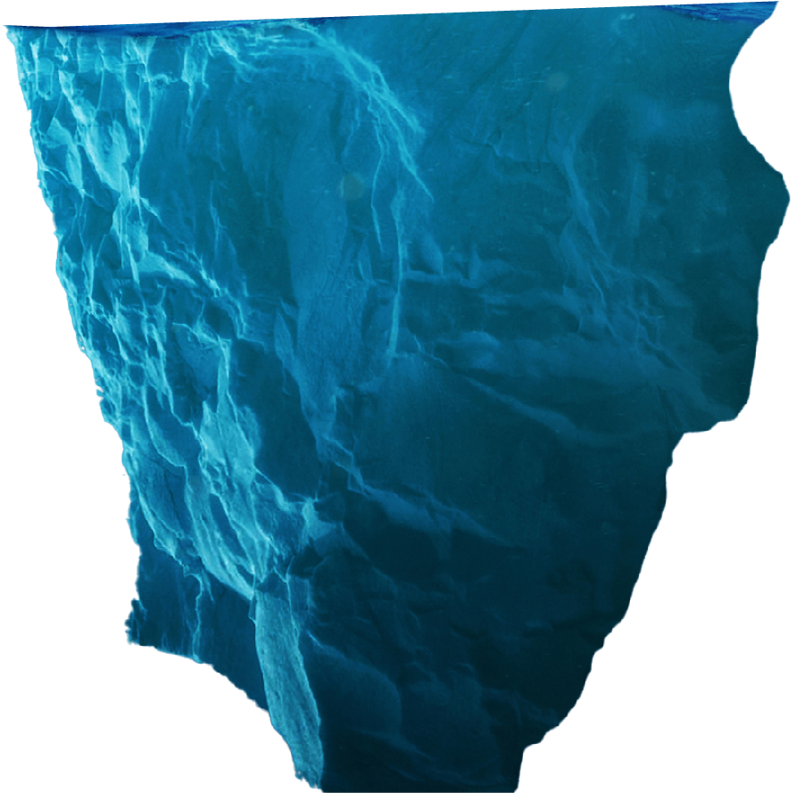 Iceberg With Above And Underwater View Taken In Greenland. Iceberg - Hidden Danger And Global Warming Concept. Iceberg illusion creative idea