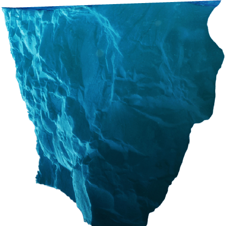 Iceberg With Above And Underwater View Taken In Greenland. Iceberg - Hidden Danger And Global Warming Concept. Iceberg illusion creative idea