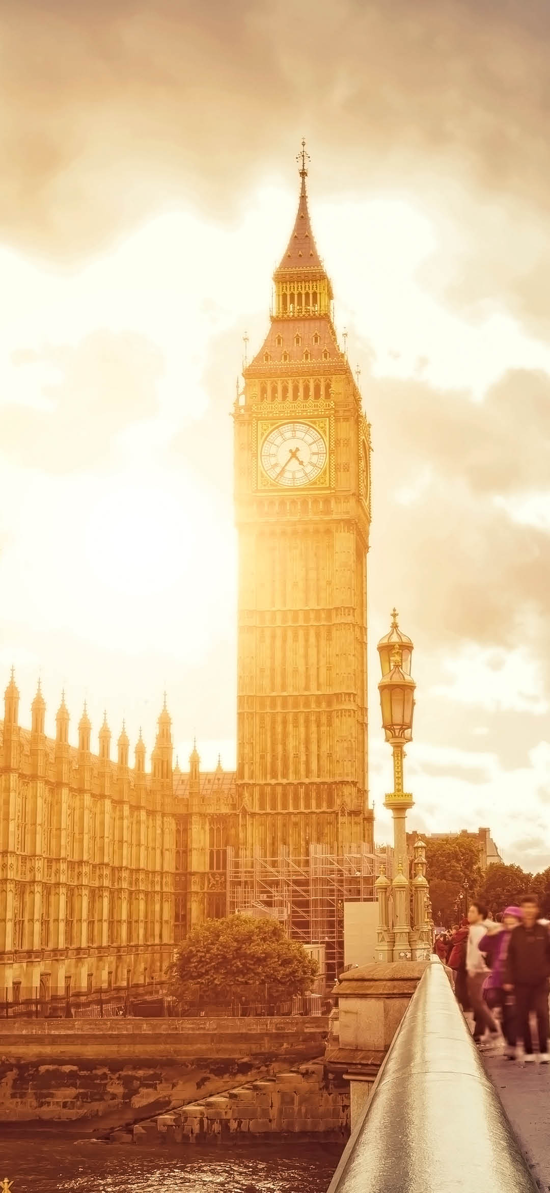 Dramatic sky over the Houses of Parliament at sunset