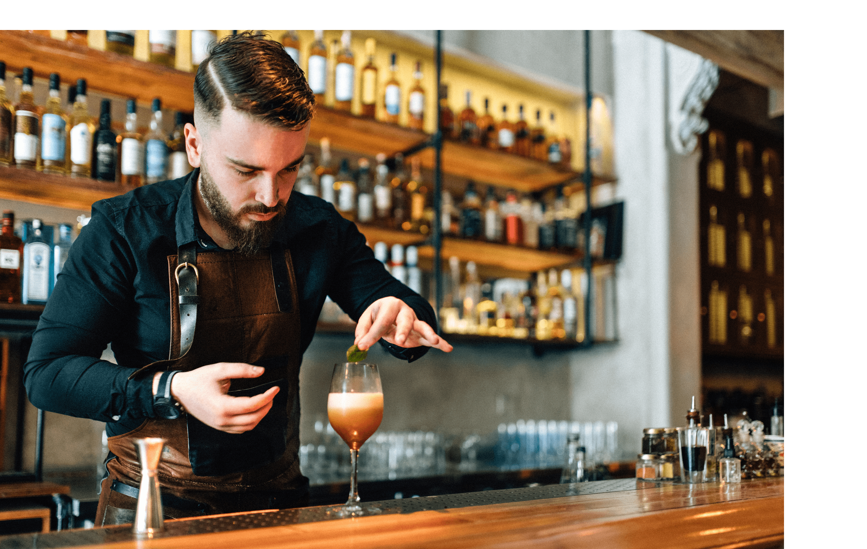 Bartender preparing cocktails